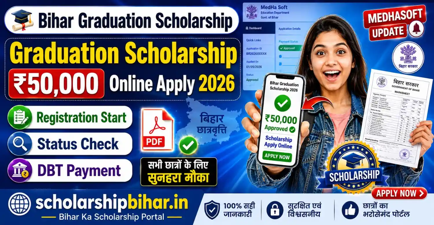 Bihar Graduation Scholarship 50000 Online Apply 2026: Graduation Pass Scholarship Registration, Eligibility, Last Date