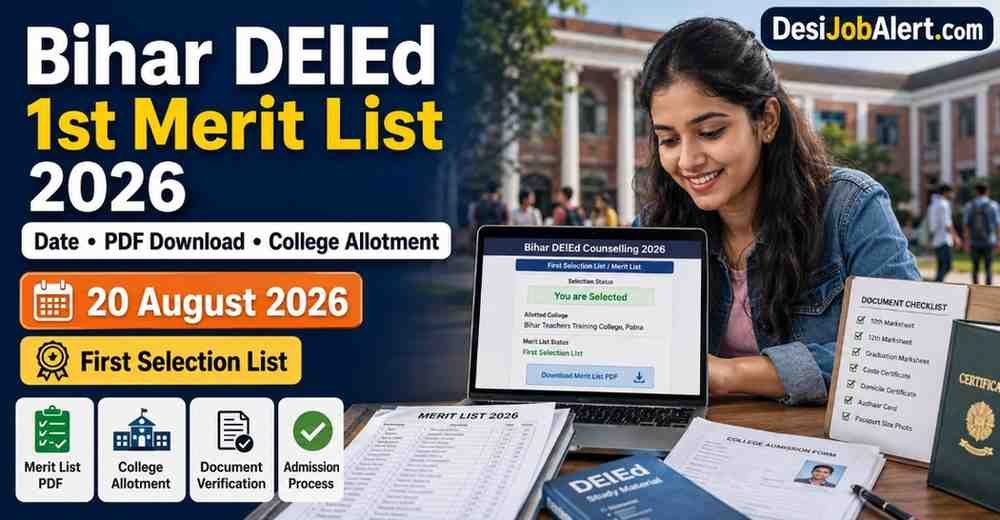 Bihar DElEd 1st Merit List 2026: Date, PDF Download, Selection List & Admission
